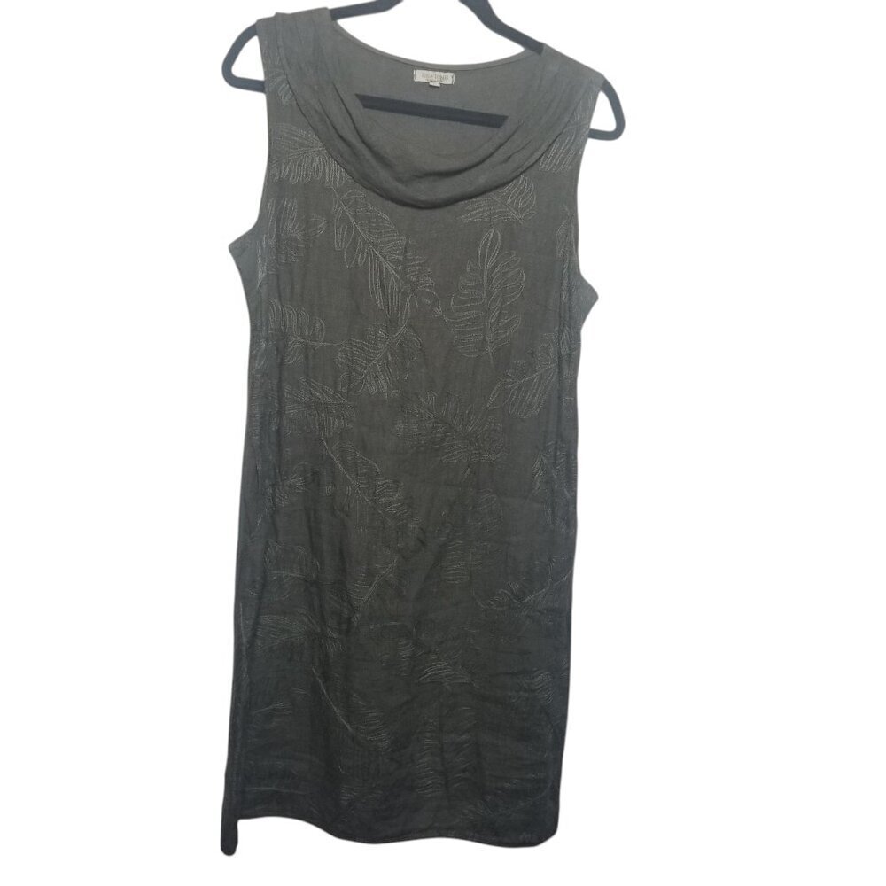 Lina Tomei Women's Linen Olive Green Career Closet Staple Office Dress Sz L